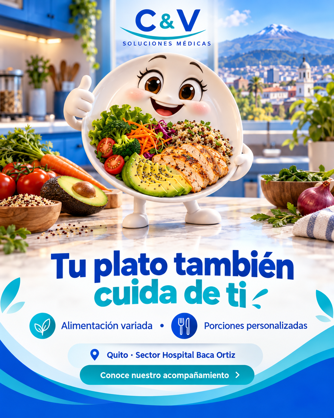 Ilustración creada con IA de una alimentación variada
